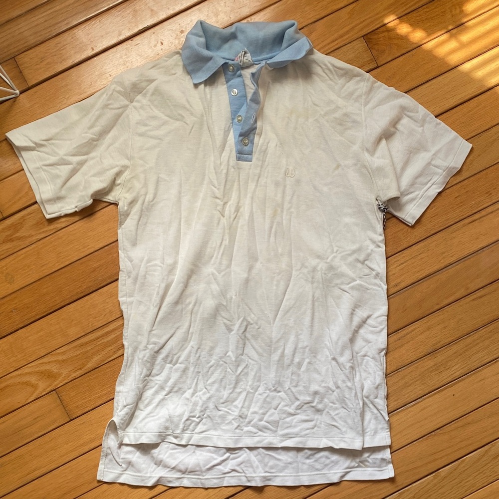 Men's Vintage Wilson White and Blue Polo Shirt